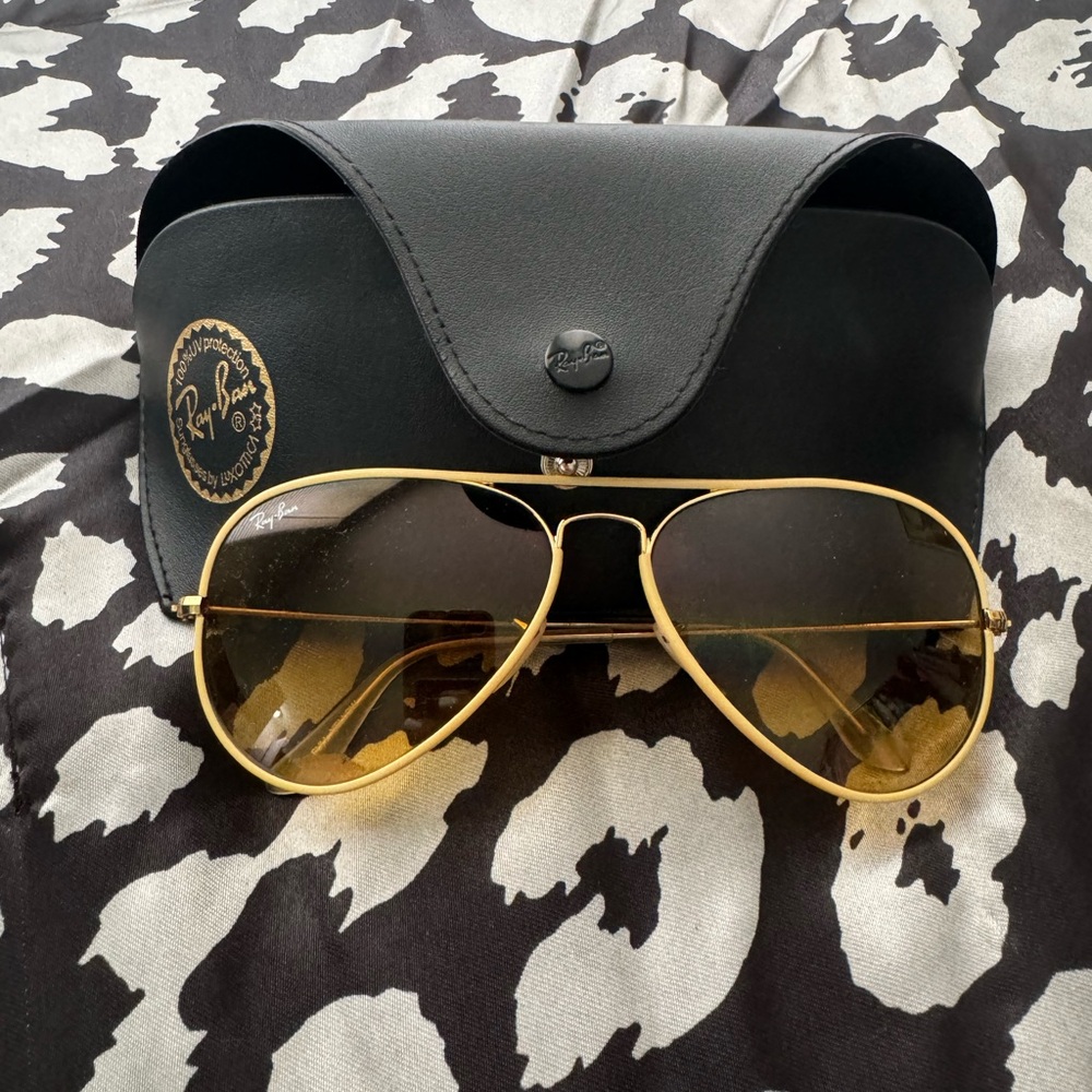 Ray Ban Yellow Aviators Sunglasses